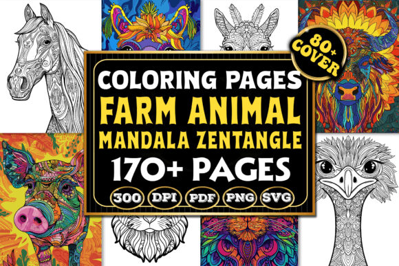 Download Farm Animal Mandala Zentangle Coloring - Premium Resources