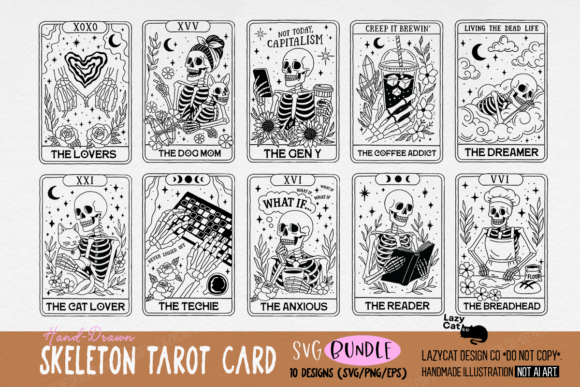 Download Skeleton Tarot Card Halloween SVG Bundle - Car Collection