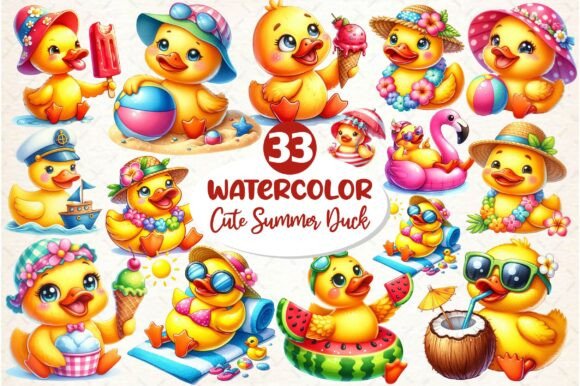 Download Cute Summer Rubber Duck Clipart - Rubber Collection