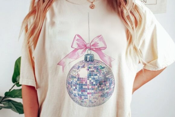 Download Pink Bow Disco Ball Ornament Graphic Png - Ornament Collection